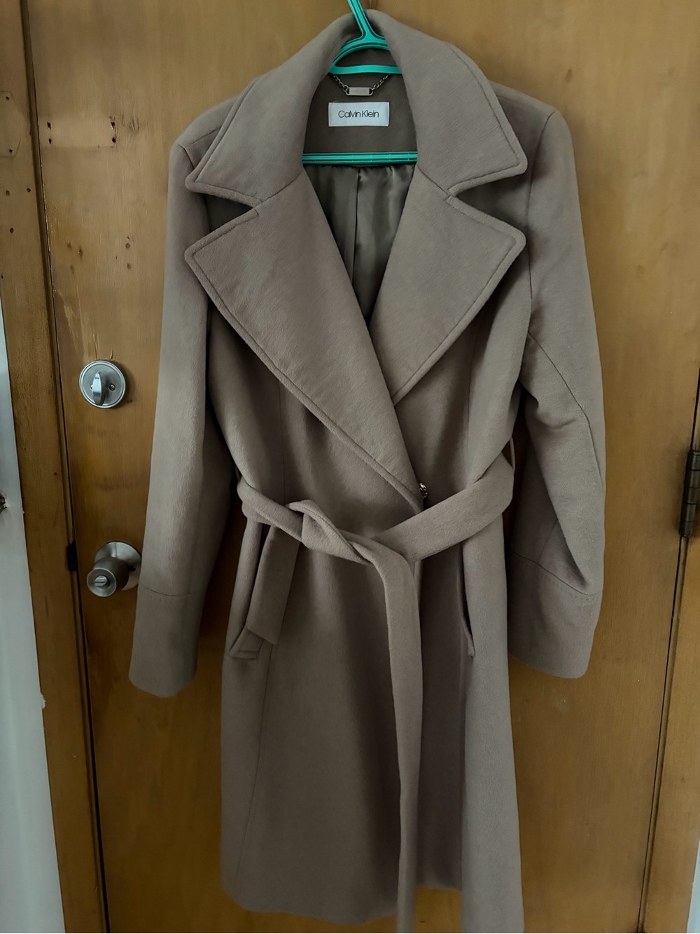 Calvin Klein Taupe Belted Trench Coat